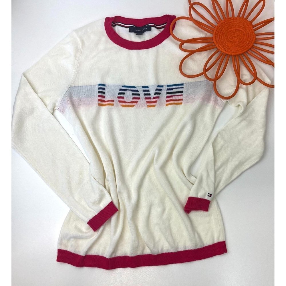 Tommy Hilfiger Rainbow Love Light Weight Pull Over Sweater Ladies Size Small